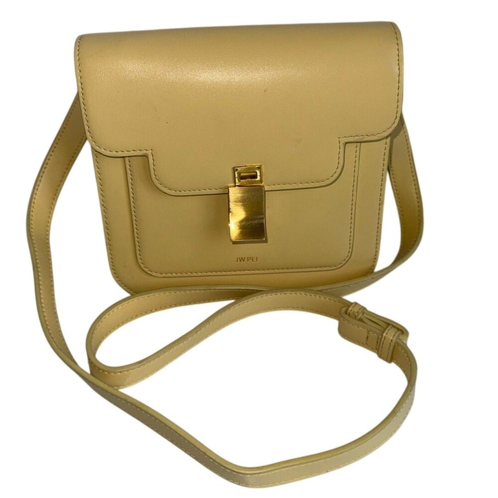 JW PEI Butter Yellow Structured Mini Shoulder Bag with Gold Tone Hardware